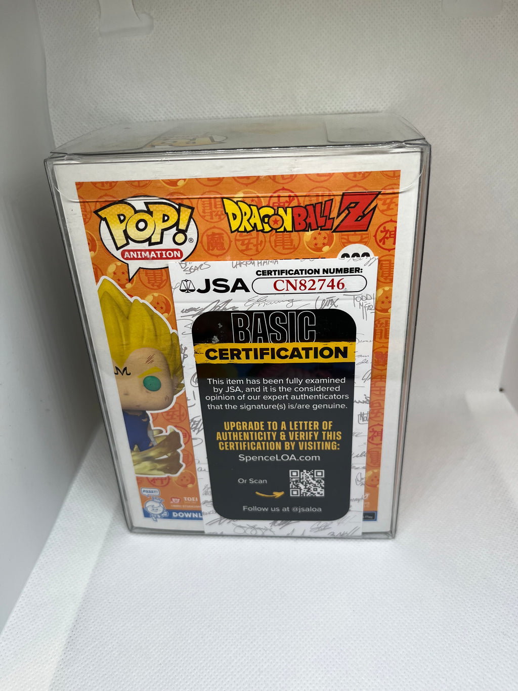 Majin Vegeta 862 Pop & Tee Glow in the Dark Funko Exclusive JSA Authenticated Signed and Quoted (Farewell…I Do This For You)