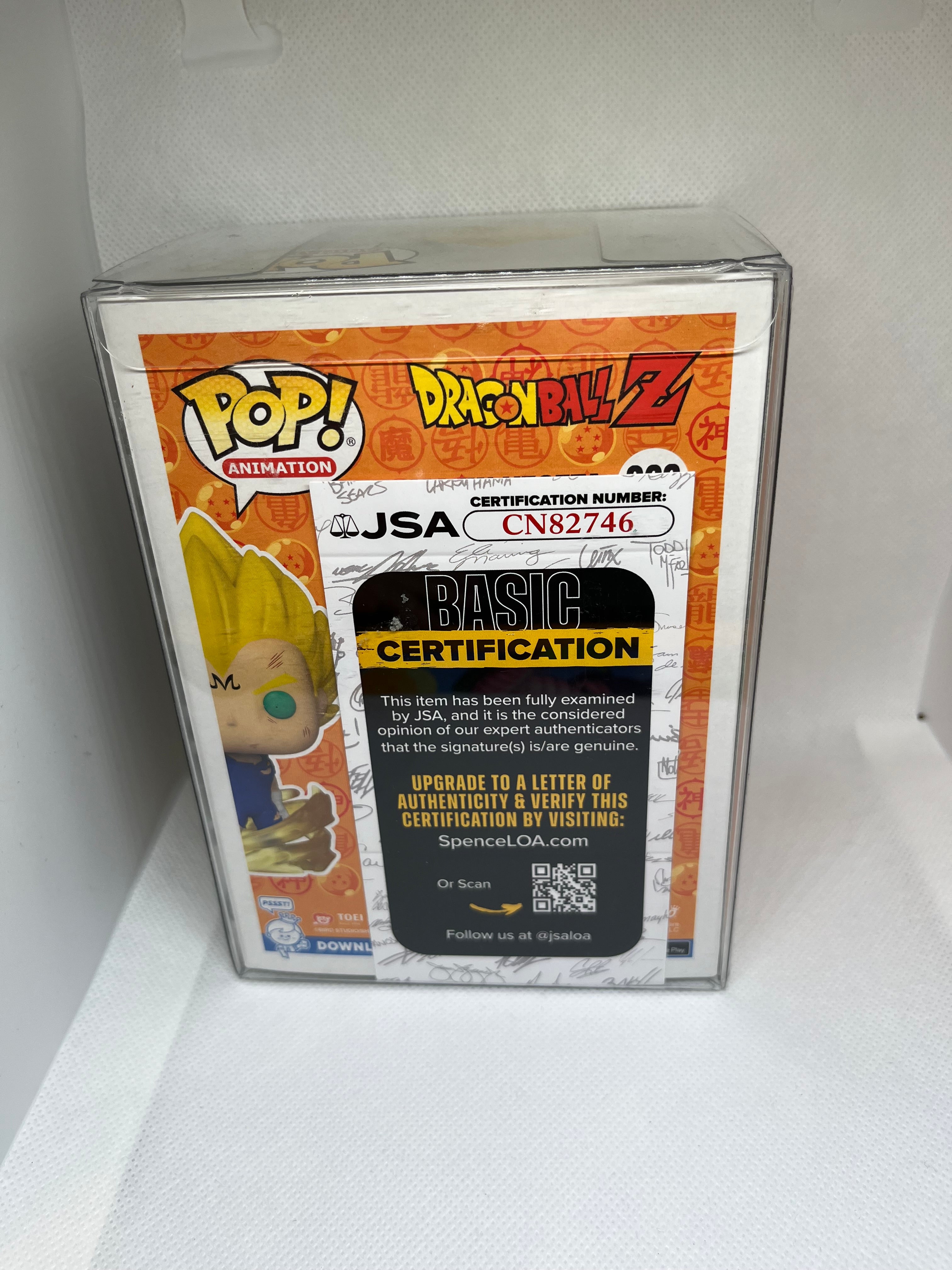 Majin Vegeta 862 Pop & Tee Glow in the Dark Funko Exclusive JSA Authenticated Signed and Quoted (Farewell…I Do This For You)
