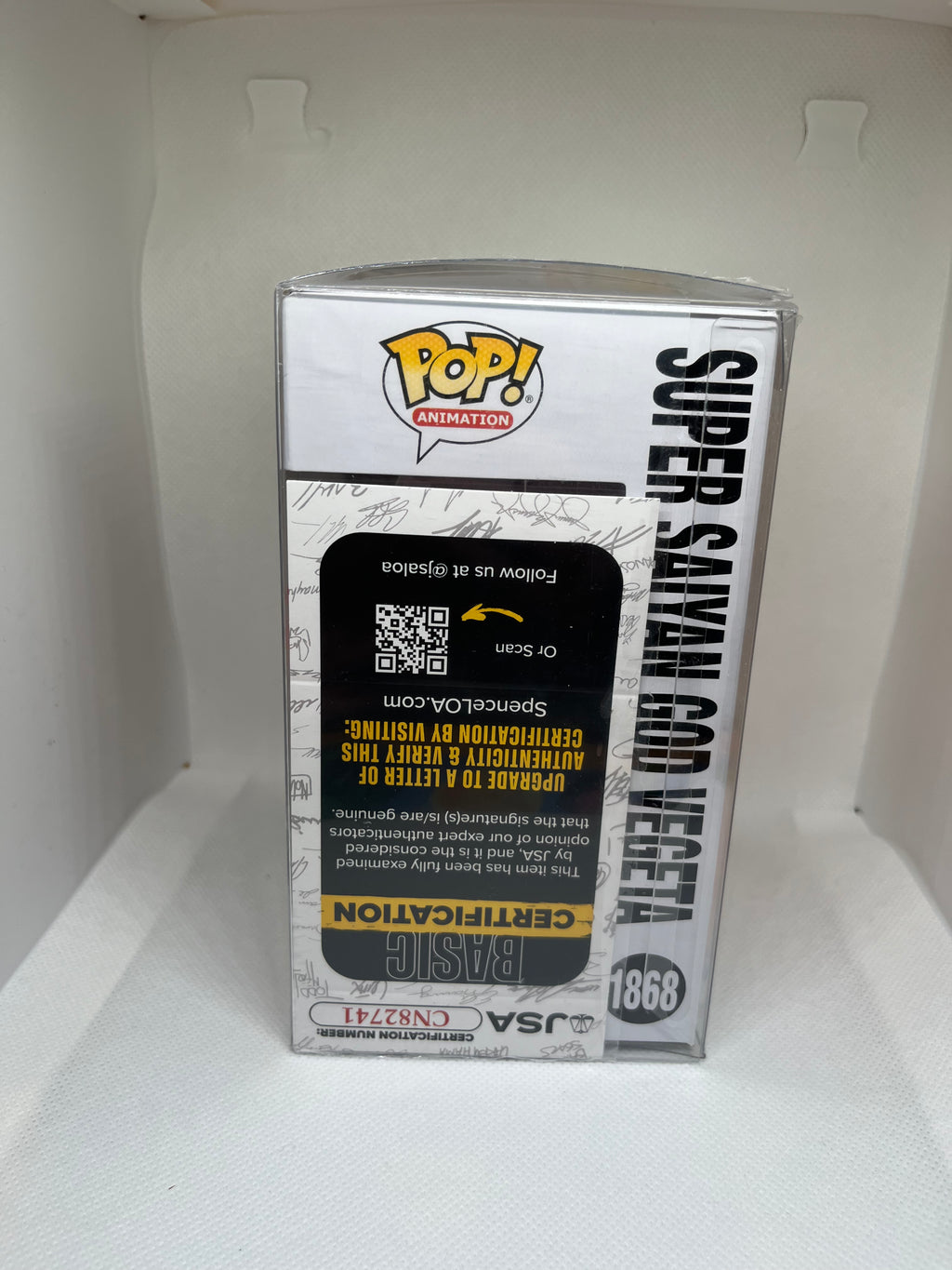 Super Saiyan God Vegeta Chalice exclusive pre-release glow chase sticker JA authenticated signed 1868